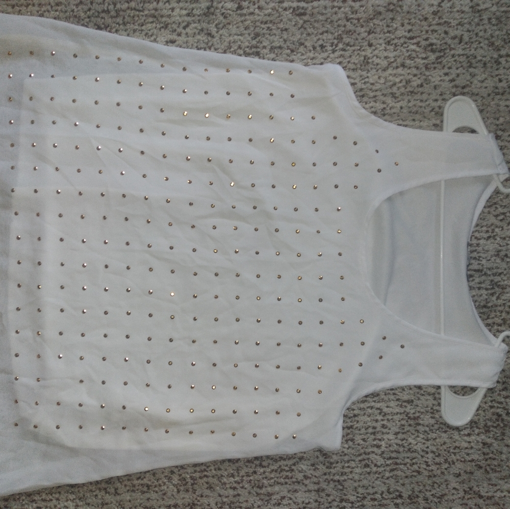 White bedazzled tank top, size s